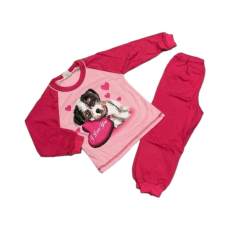 EEVI 2 Részes Pamut Pizsama - Világos Rózsaszín/Sötét Rózsaszín Kutyás 104