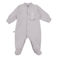 EEVI Plüss hosszú ujjú rugdalozó - Szürke Bárány hímzéssel 68 rugdalózó