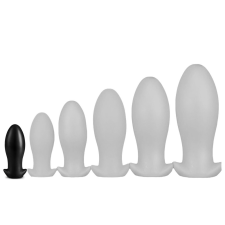 EggPlay Saurus Egg – prémium szilikon anál dugó fekete 10 x 4,5 cm anál