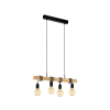 EGLO 32916 függeszték E27 4x60W fekete/tölgy Townshend