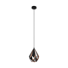 EGLO CARLTON1 FÜGGESZTÉK E27 1X60W 20,5CM FEKETE/VÖRÖSRÉZ világítás