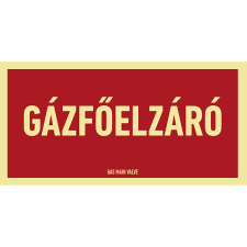 egyéb GÁZFŐELZÁRÓ, Utánvilágító öntapadó, 300x150 információs címke