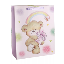 egyéb Glitteres ajándéktasak 26x32cm Maci ajándékkal (1db) (349855) ajándéktasak