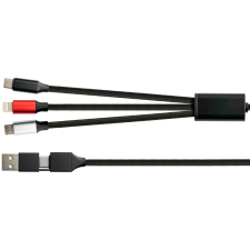 egyéb Good Connections PY-USB001S 6in1 USB Type-A / Type-C apa - USB Type-C / MicroUSB / Lightning apa Adat és töltő kábel - Fekete (1.2m) (PY-USB001S) kábel és adapter