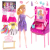 EGYÉB GYÁRTÓ Fashion Doll - divatbaba öltözőasztallal és ruhákkal, Rózsaszín