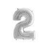 egyéb Héliumos fólia lufi, 2-es szám, 65 cm, ezüst