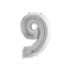 egyéb Héliumos fólia lufi, 9-es szám, 65 cm, ezüst