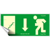 egyéb Információs matrica, 25x11,5 cm, fluoreszkáló, utánvilágítós, "Menekülési irány le, lépcső balra"