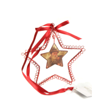 egyéb Piros csillag Mikulás képpel karácsonyfadísz