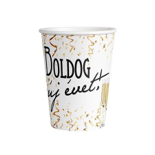 egyéb Pohár, papír, 250 ml, "Boldog Új évet" party kellék
