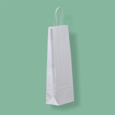 egyéb Sodrottfüles papír italtáska 140x80x390mm fehér tasak