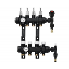 egyéb Technopolimer áramlásmérős szintosztó mennyezetfűtéshez, 3+3 kör G3/4" Eurokonus, 1" hűtés, fűtés szerelvény