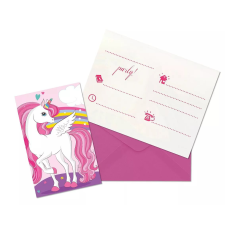 egyéb Unikornis mintás meghívó borítékkal - 6 db party kellék