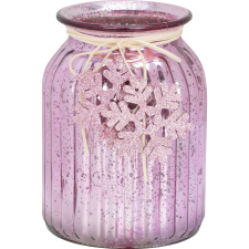 egyéb Üveg gyertyatartó pink-ezüst 15 cm x 20 cm karácsonyi dekoráció