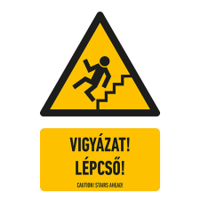 egyéb VIGYÁZAT! LÉPCSŐ!, vinil öntapadó, 160x250 információs címke