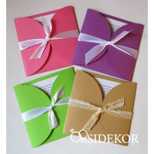  Egyedi esküvői meghívó szalaggal díszítve dekorációs kellék