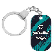 Egyedi feliratos, rozsdamentes fém dögcédula kulcstartó, zöld absztrakt színben kulcstartó