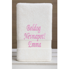 Egyedi hímzett törölköző – Boldog Névnapot!/Fehér pink lakástextília