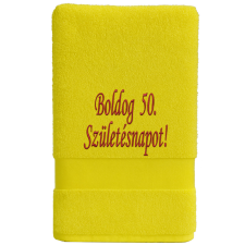  Egyedi hímzett törölköző – Boldog Születésnapot!/Sárga lakástextília