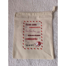 Egyedi mintájú 100% pamut Mikulás zsák, Télapó zsák 25x30 cm (fehér) ajándéktasak