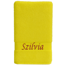  Egyedi névvel hímzett törölköző/Sárga Classic Charm lakástextília