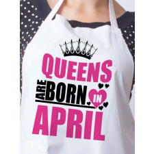 Egyedi szülinapi kötény - Queens born in lakástextília