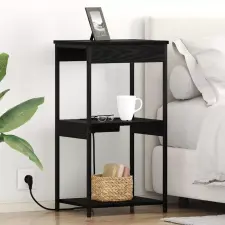  Éjjeliszekrény polcokkal Fekete tölgy 41 x 31 x 76 cm Faanyag bútor
