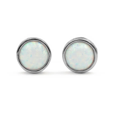 Ékszer ABC Ezüst fehér opál fülbevaló "7" fülbevaló