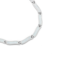 Ékszer ABC Ezüst fehér opál köves lánc "collier.hullám" nyaklánc