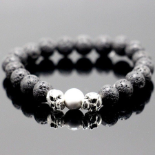 Ékszerek Elitparfüm fekete karkötő koponya medállal karkötő