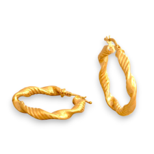 Ékszerkirály 14k arany fülbevaló, extravagáns csavart karika, 30 mm fülbevaló