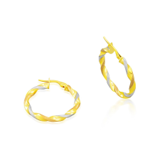 Ékszerkirály 14k arany fülbevaló, karika, csavart, háromszínű, 26 mm fülbevaló