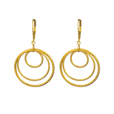 Ékszerkirály 14k arany fülbevaló, koncentrikus karikák, 30 mm fülbevaló
