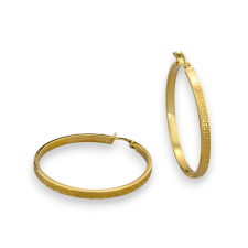 Ékszerkirály 14k arany karika fülbevaló görög mintával, 33 mm fülbevaló
