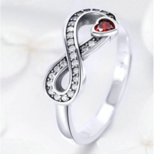 Ékszerkirály Ezüst gyűrű a végtelen jelével és szívvel, 8-as méret (Pandora stílus) gyűrű
