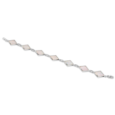 Ékszerkirály Ezüst karkötő, modern vonalú rombusz kristályokkal, 19,5 cm karkötő