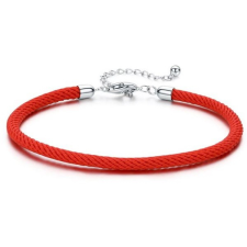 Ékszerkirály Ezüst karperec vékony kötéllel, piros karkötő