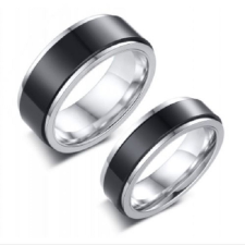 Ékszerkirály Férfi karikagyűrű, rozsdamentes acél, ezüst/fekete 8-as méret gyűrű