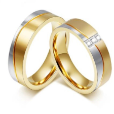 Ékszerkirály Férfi karikagyűrű, rozsdamentes acél, kétszínű hullám, 11-es méret gyűrű