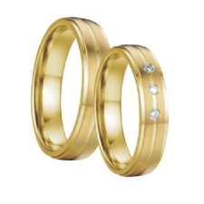 Ékszerkirály Férfi karikagyűrű, vésett csíkkal, rozsdamentes acél, aranyszínű, 10-es méret gyűrű