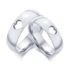 Ékszerkirály Karikagyűrű rozsdamentes acélból, szív motívummal, 12-es méret gyűrű