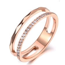 Ékszerkirály Női gyűrű nemesacélból, kristállyal, rosegold, 6-os méret gyűrű