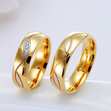 Ékszerkirály Női karikagyűrű geometrikus mintával, nemesacélból, arany, 11-es méret gyűrű