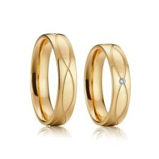 Ékszerkirály Női karikagyűrű hullámmintával, titánacél, aranyszínű, 10-es méret gyűrű