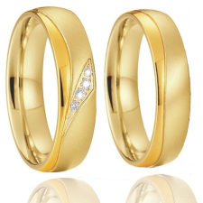 Ékszerkirály Női karikagyűrű hullámos mintával, rozsdamentes acél, aranyszínű, 6-os méret gyűrű
