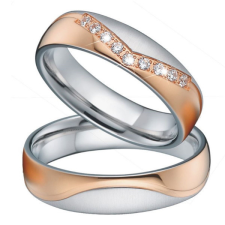 Ékszerkirály Női karikagyűrű, titánacél, rosegold, 5-ös méret gyűrű