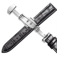Ékszerkirály Óraszíj bőrből, 22 mm, fekete-fehér óraszíj