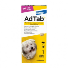Elanco AdTab rágótabletta kis testű kutyáknak (&gt;2,5-5,5kg) 112mg , 1db tabletta élősködő elleni készítmény kutyáknak