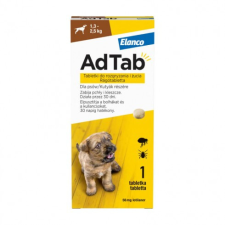 Elanco AdTab rágótabletta mini testű kutyáknak (1,3-2,5 kg), 56mg , 1db tabletta élősködő elleni készítmény kutyáknak