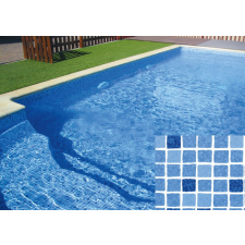 ELBTAL típusú  poliészter szövetszál erősítésű úszómedence fólia, 165 cm  széles 1,6 mm vastag - kék mozaik színben medence kiegészítő